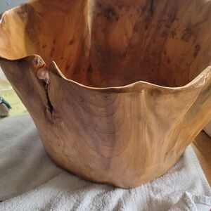 Chinese Fir, Carved/Turned Wood Decorative Bowl